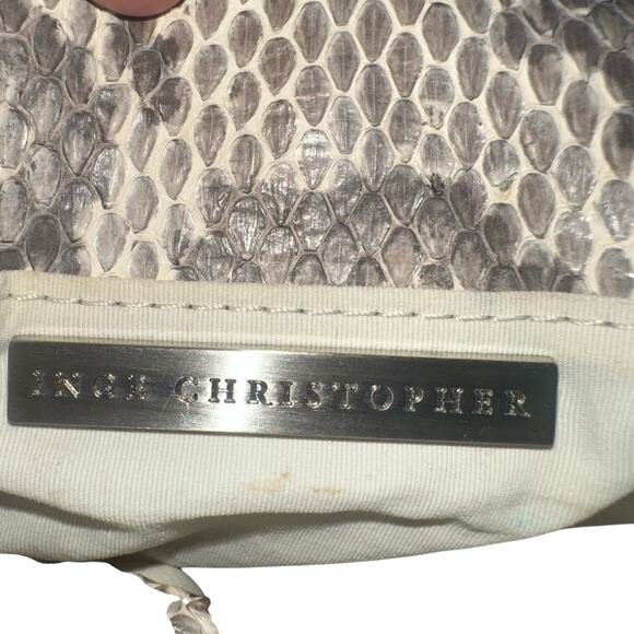 Inge Christopher Genuine Snakeskin Quilted Crossbody Bag Gunmetal Chain Luxury - Picture 8 of 13